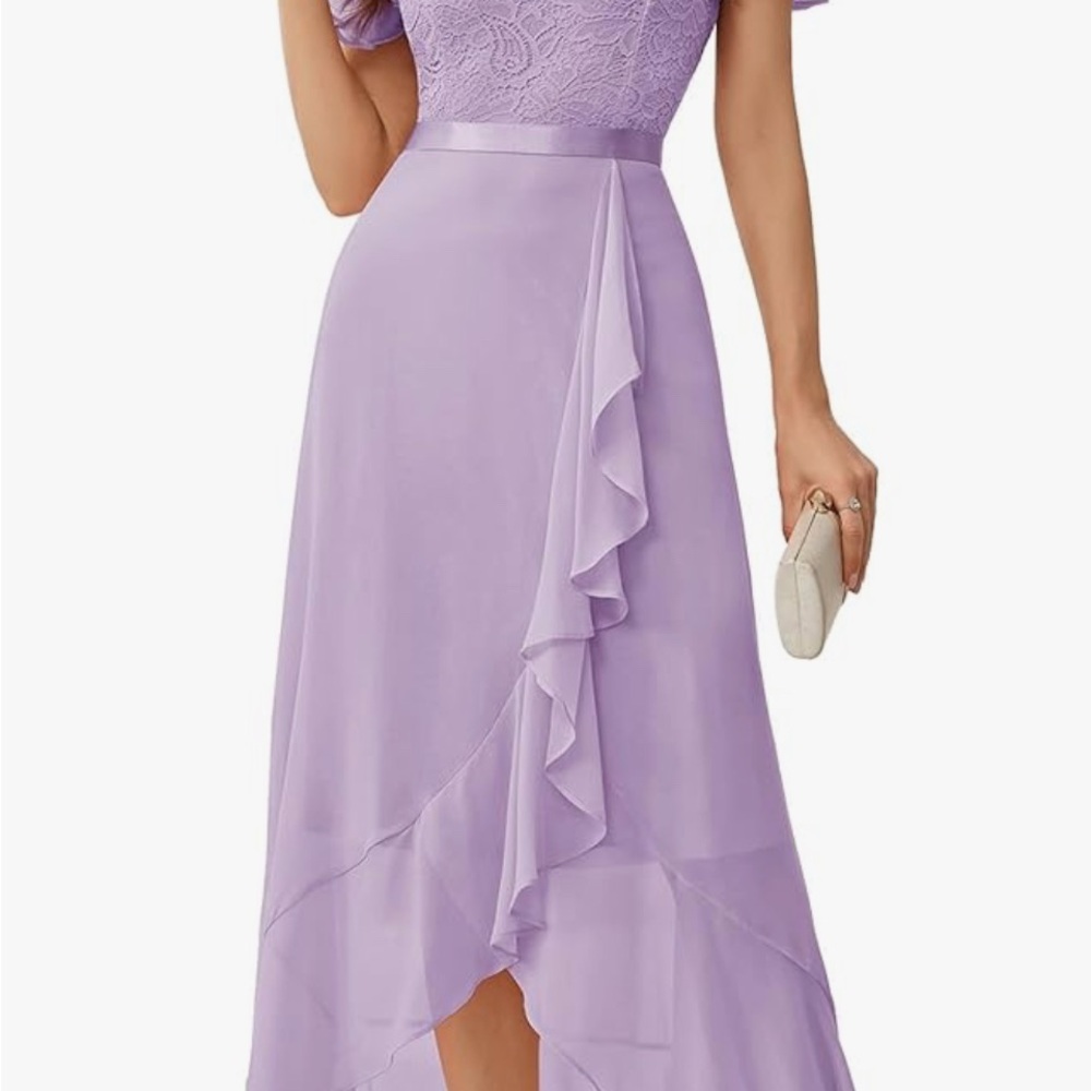 Elegant Lavender Lace Dress - Picture 2 of 3
